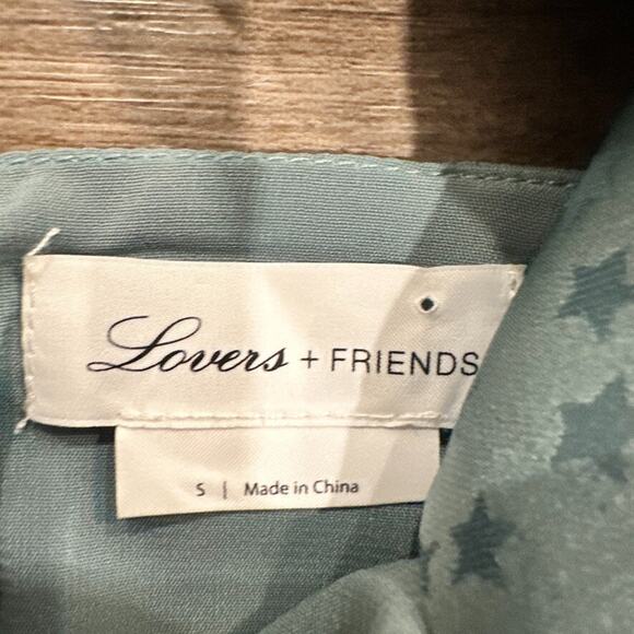 Lovers +‎ Friends Womens Small Sabina Mini Dress Satin Star Blue Green Open Back - Picture 4 of 8